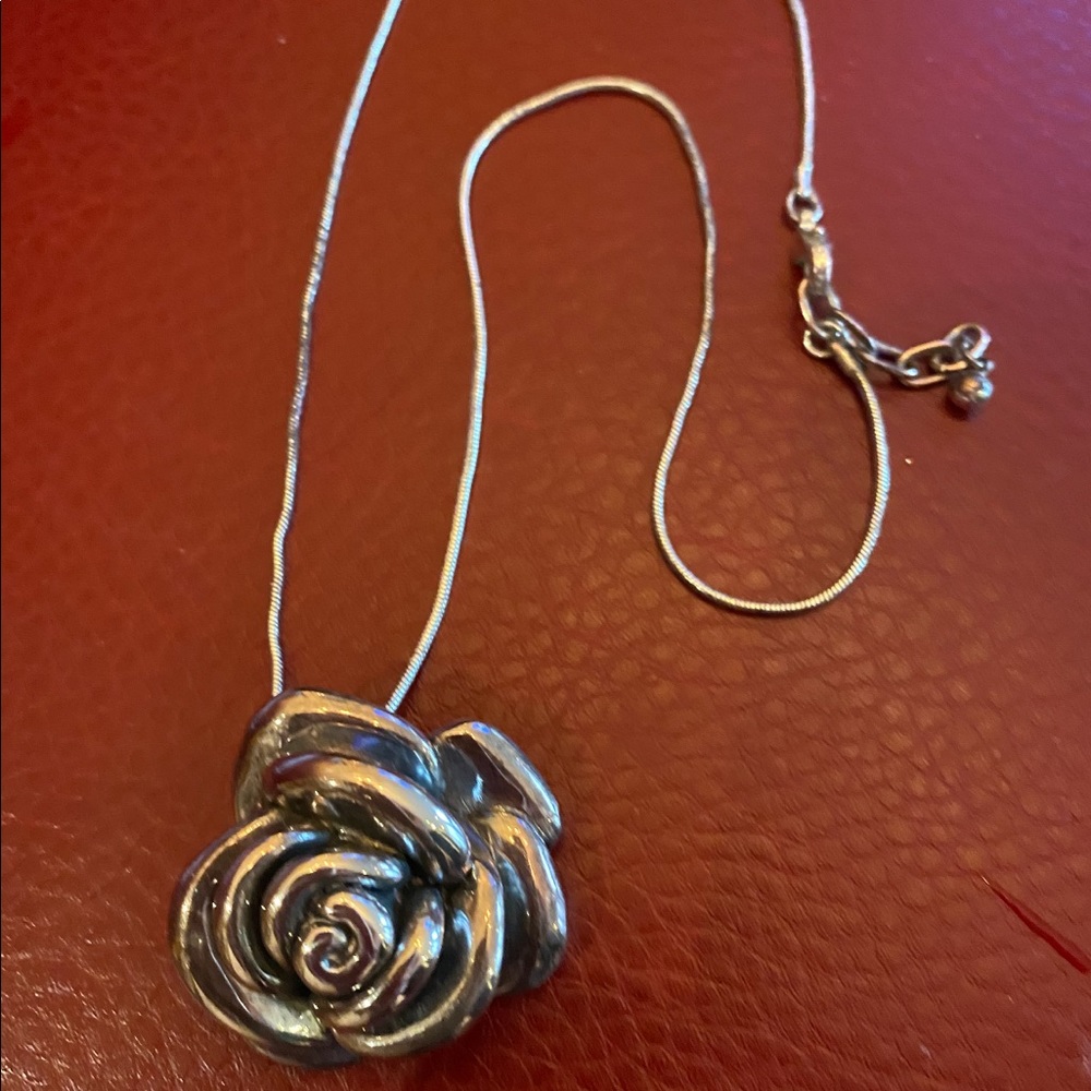 Sterling silver rose necklace